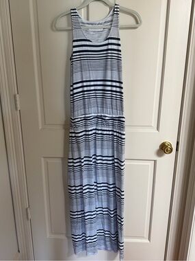 Carve Designs Striped Navy and White Maxi Tank Dress